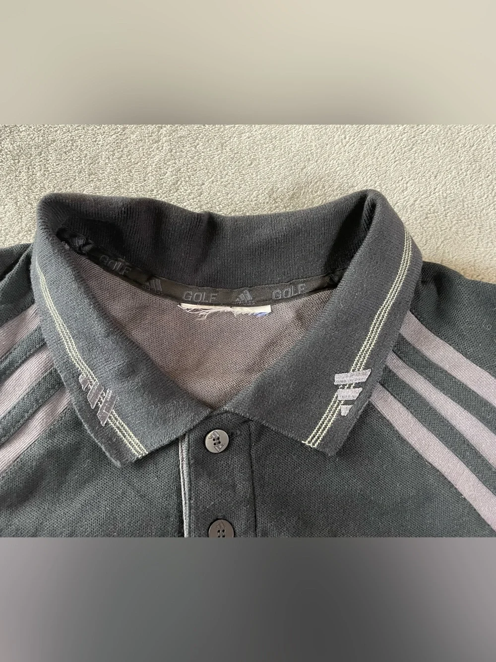 Vintage Adidas Golf Polo Shirt Embroidered Logo Mens XL No Tag Black Gray Cotton